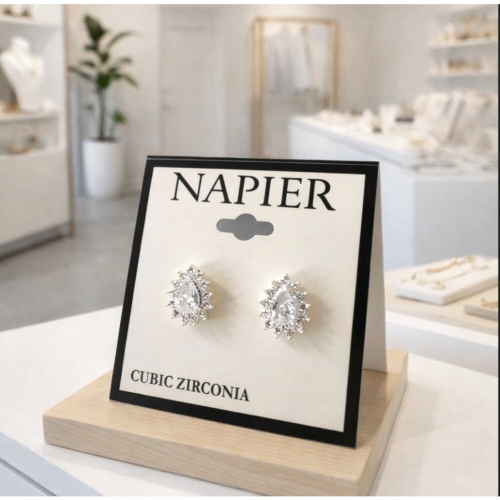Napier Cubic Zirconia Pear Shaped Studs New